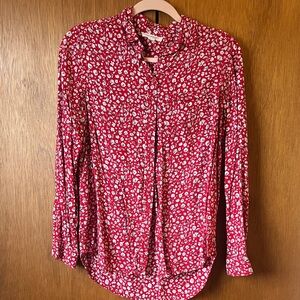 beachlunchlounge Red Floral Button Down Shirt